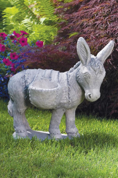 Donkey With Cart Garden Planter Statue Cement Pot Statuary Stone